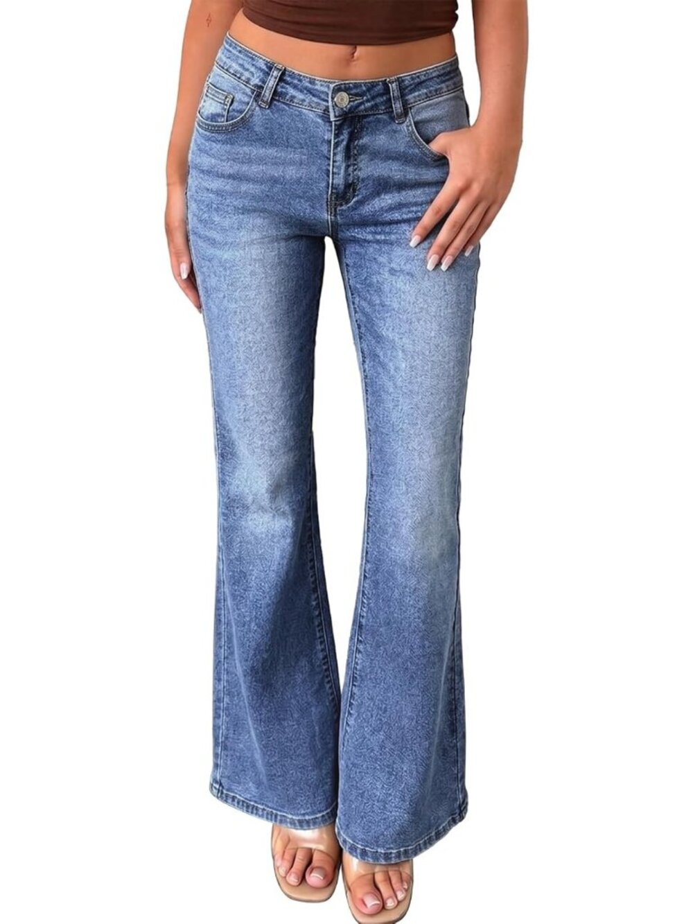 Women's Low Rise Stretch Flare Jeans | Bell Bottom Denim Pants for Casual Style